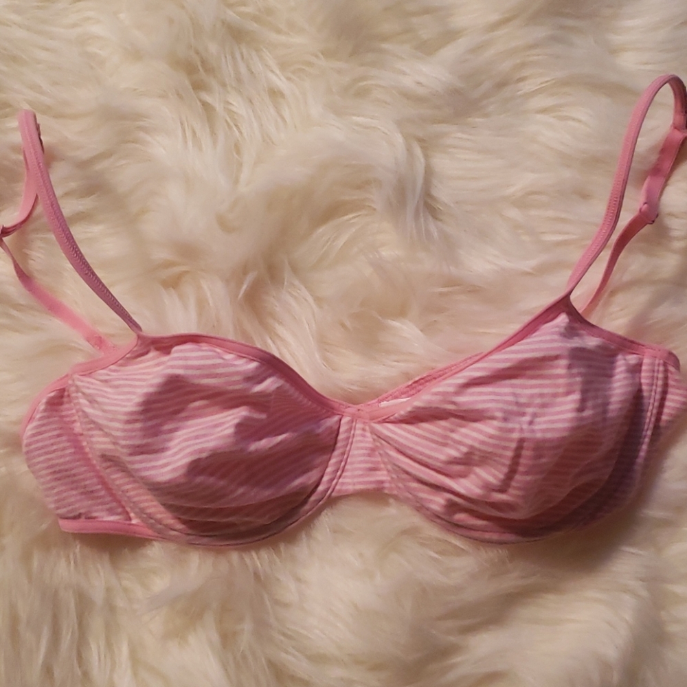 PINK Victoria's Secret Pink and White Striped Bra - Picture 1 of 3